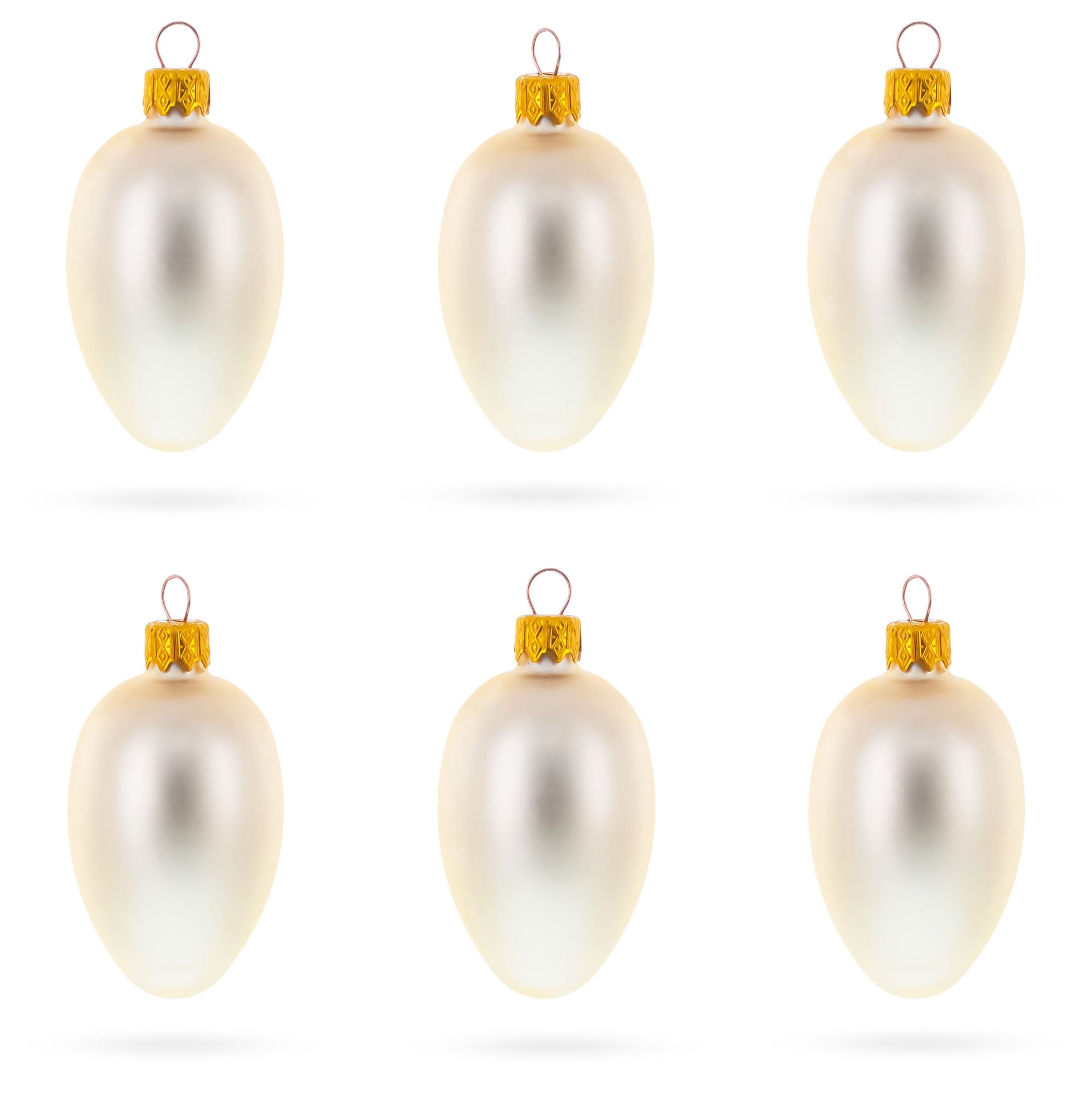 Set of 6 Champagne Mini Glass Egg Ornaments 2.9 Inches