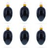 Set of 6 Black Mini Glass Egg Ornaments 2.9 Inches