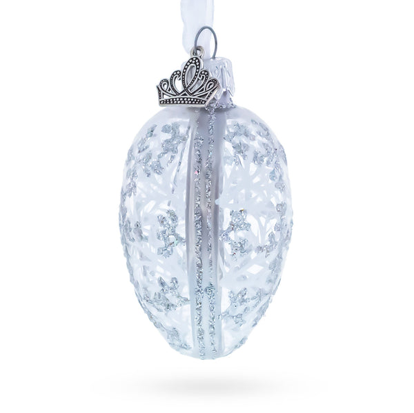1913 Winter Mini Glass Egg Ornament 2.9 Inches