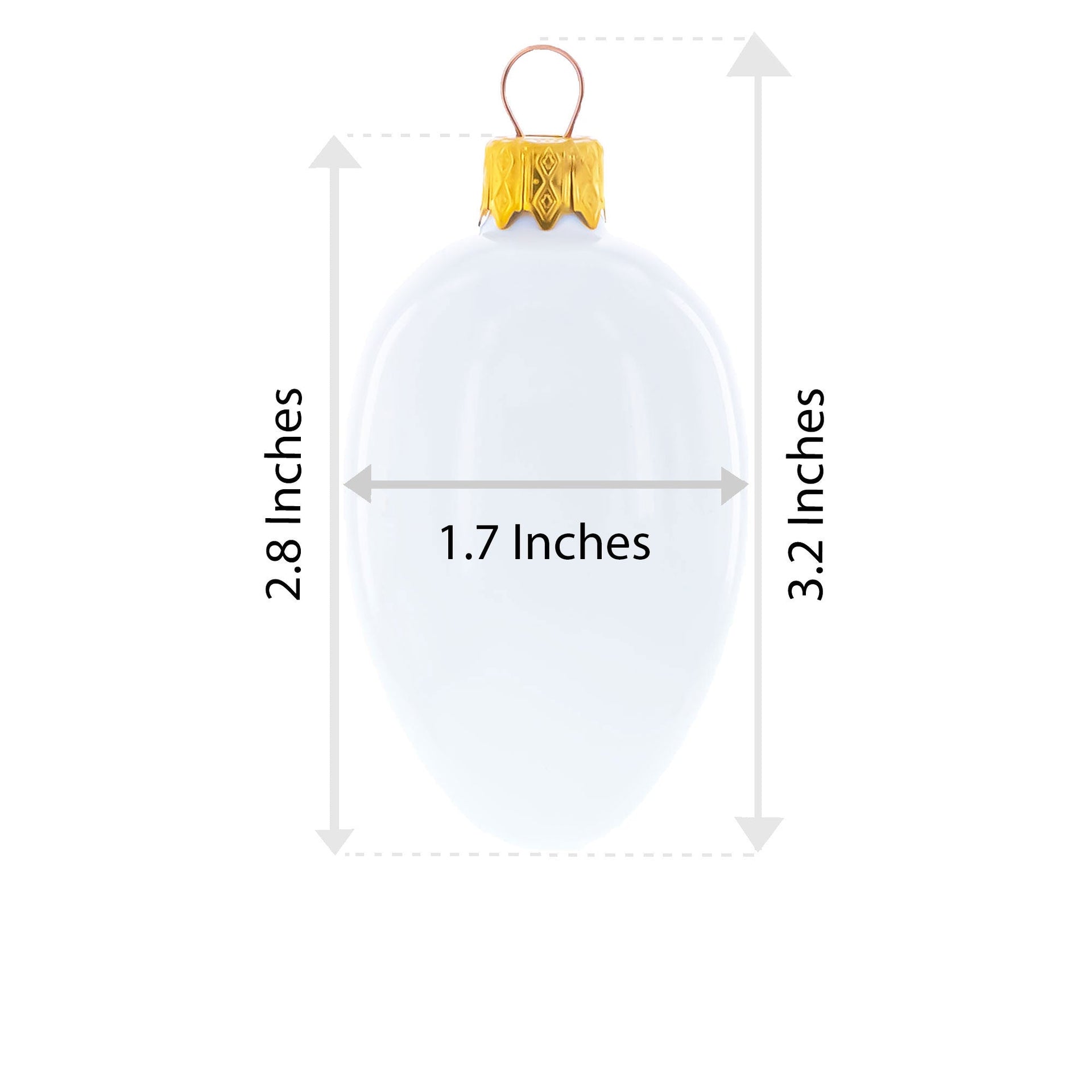 Icy Blue with Silver Pinecone and Snow Design Mini Glass Egg Ornament 2.9 Inches