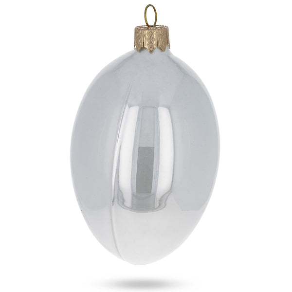 Set of 6 White Glossy Glass Egg Ornaments 4 Inches