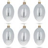 Set of 6 White Glossy Glass Egg Ornaments 4 Inches