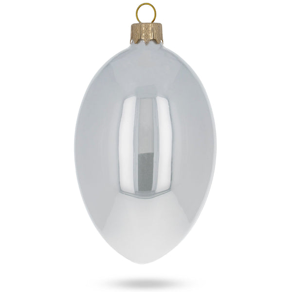 Set of 6 White Glossy Glass Egg Ornaments 4 Inches