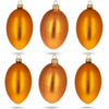 Set of 6 Orange Matte Glass Egg Ornaments 4 Inches