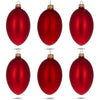 Set of 6 Red Matte Glass Egg Ornaments 4 Inches