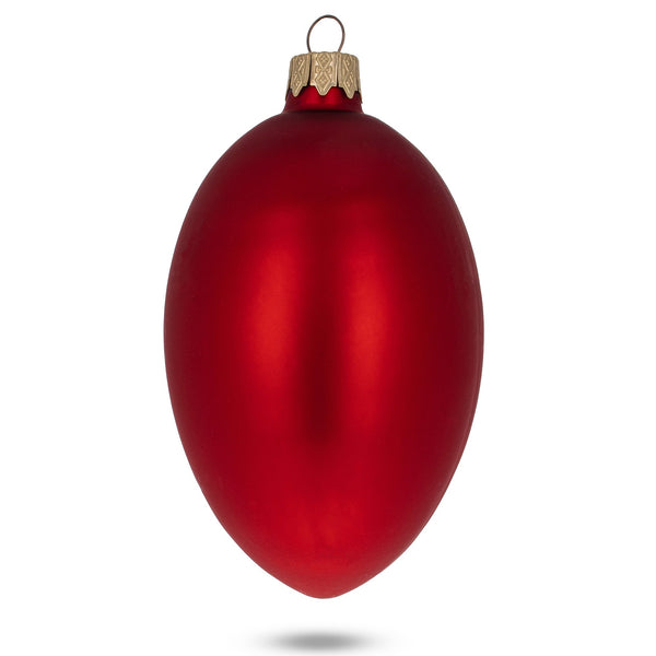 Set of 6 Red Matte Glass Egg Ornaments 4 Inches
