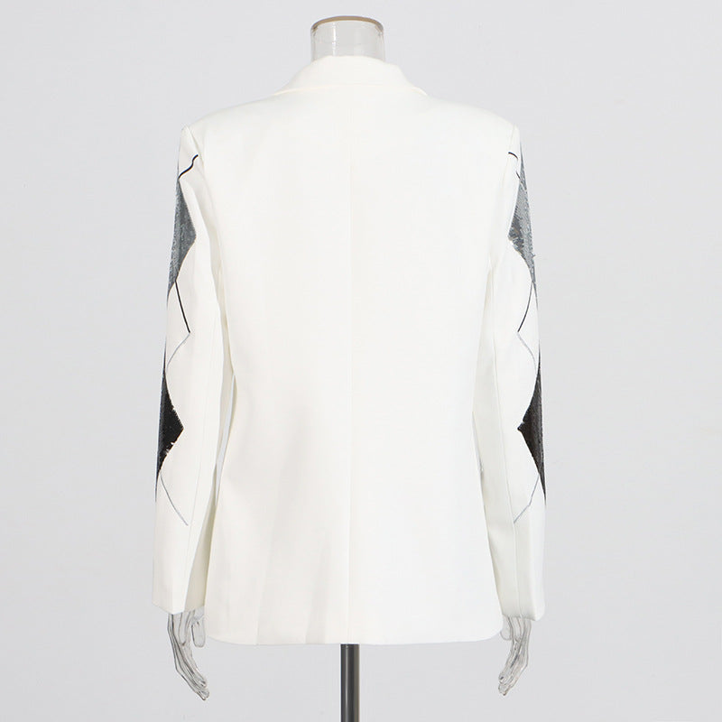 Luxury casual small suit with fashionable patchwork sequin design one button suit jacket for women
