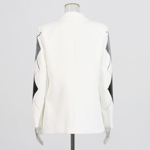 Luxury casual small suit with fashionable patchwork sequin design one button suit jacket for women