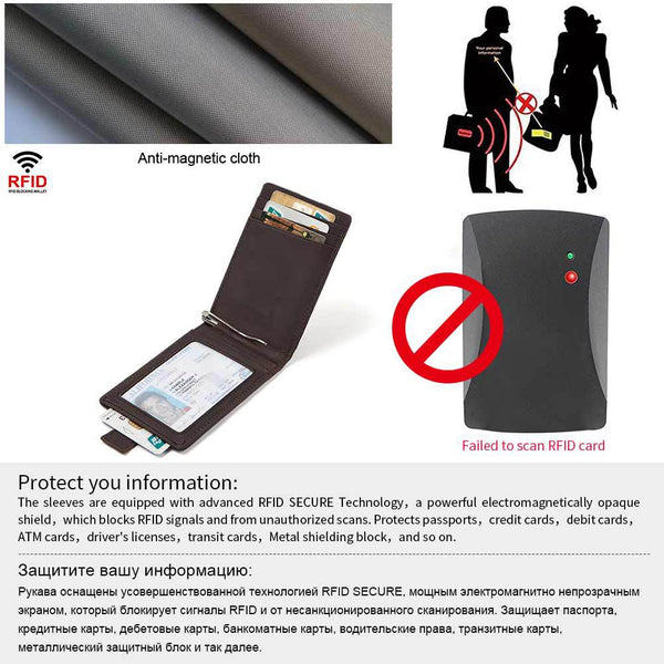 Men's Dollar Clip RFID Antimagnetic Card Holder Multifunctional Wallet Card Holder Fashion Wallet