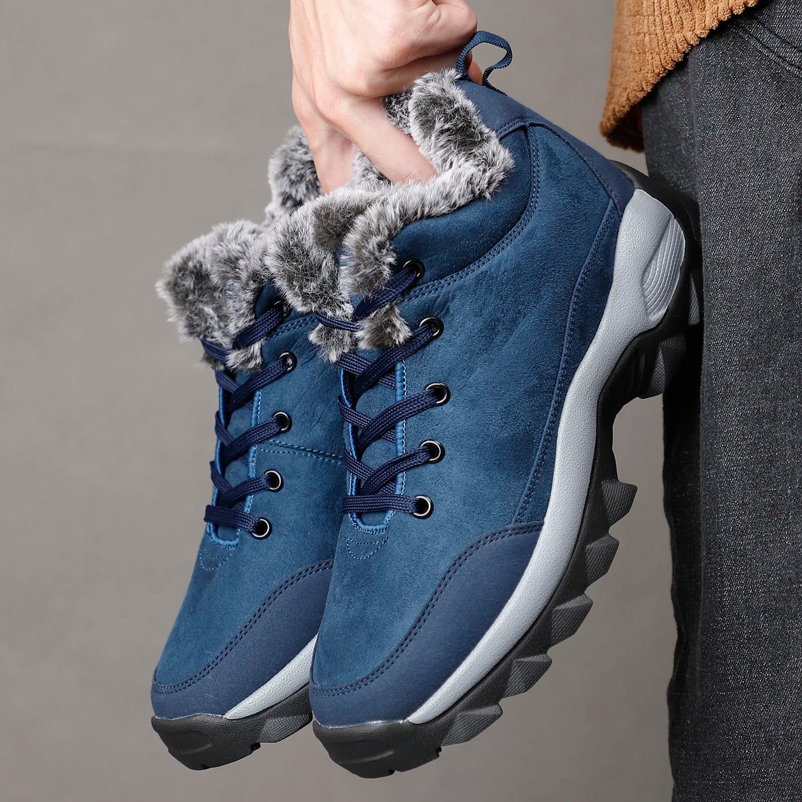 Men's snow boots with winter fleece insulation, outdoor boots, cotton shoes, lightweight boots