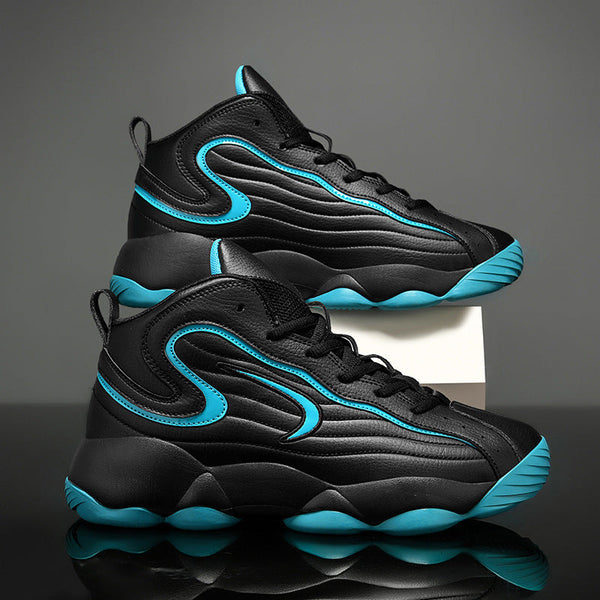 Men's sports shoes with leather surface, trendy shoes, Korean version, fashionable basketball shoes