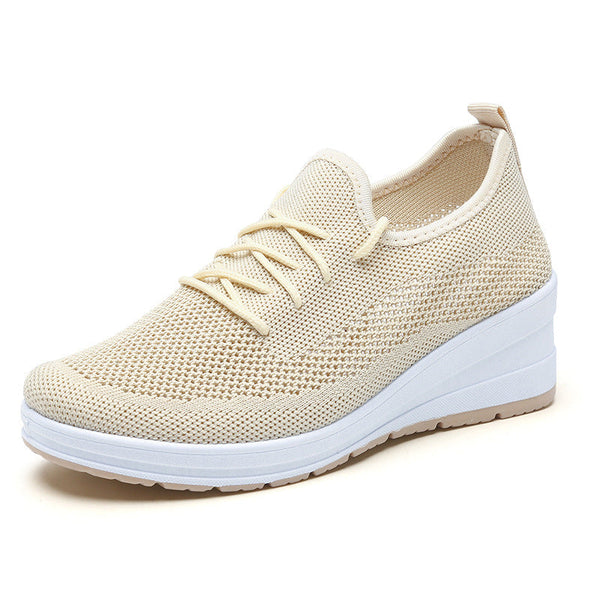 Mesh shoes women's inner height shoes breathable mesh surface slip resistant soft sole comfortable casual shoes