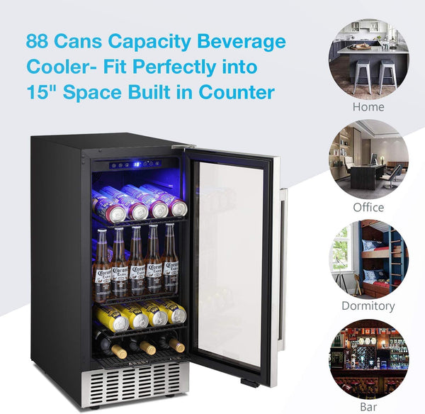 15 Inch Built-in Mini Fridge Beverage Refrigerator W5174C