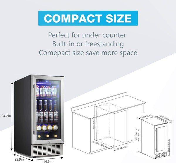 15 Inch Built-in Mini Fridge Beverage Refrigerator W5174C