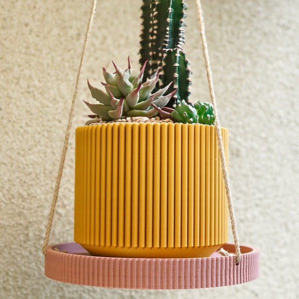Mid-Century Ribbed Planter