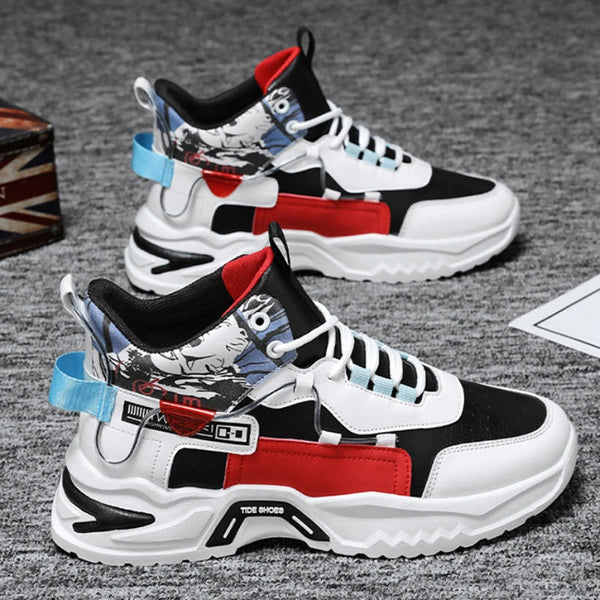 New high top shoes for men white shoes thick soled sports and leisure shoes