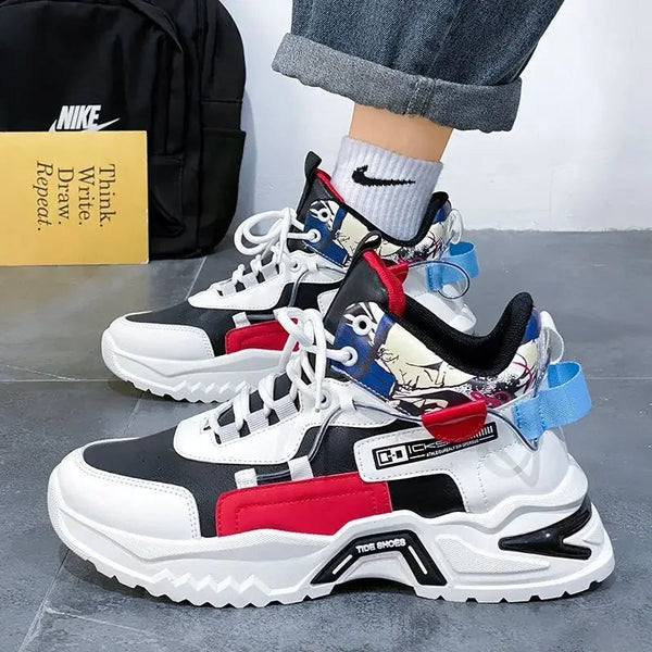 New high top shoes for men white shoes thick soled sports and leisure shoes