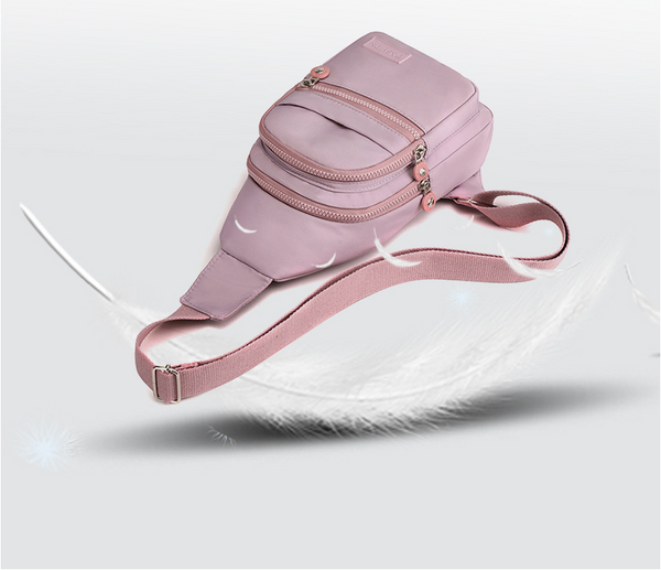 New trendy and fashionable multi-layer chest bag for women, simple and lightweight nylon fabric shoulder bag, Korean version leisure travel crossbody backpack