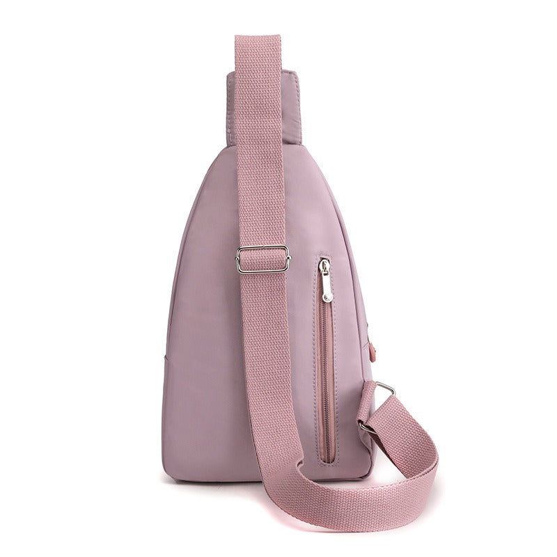 New trendy and fashionable multi-layer chest bag for women, simple and lightweight nylon fabric shoulder bag, Korean version leisure travel crossbody backpack