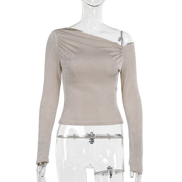 One shoulder long sleeved top as a base for women's clothing