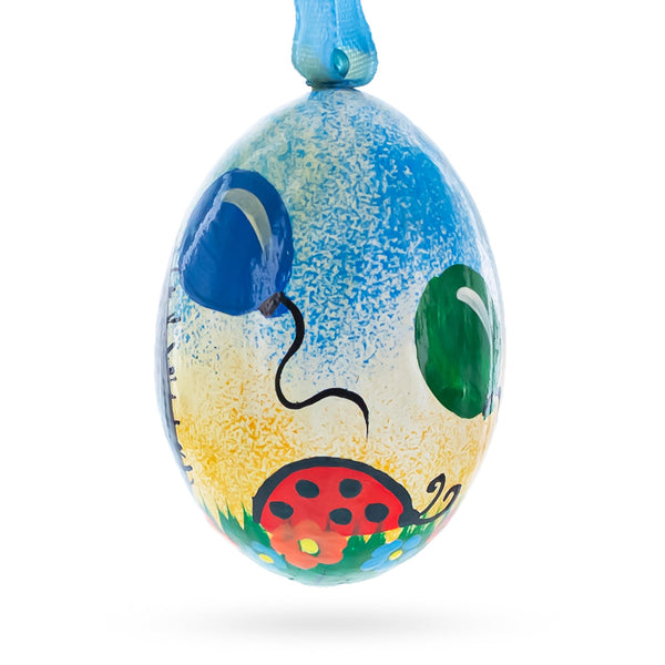 Hedgehog with Balloons Wooden Christmas Ornament 3 Inches