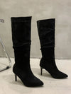 Pleated Pull-On High Heel Boots