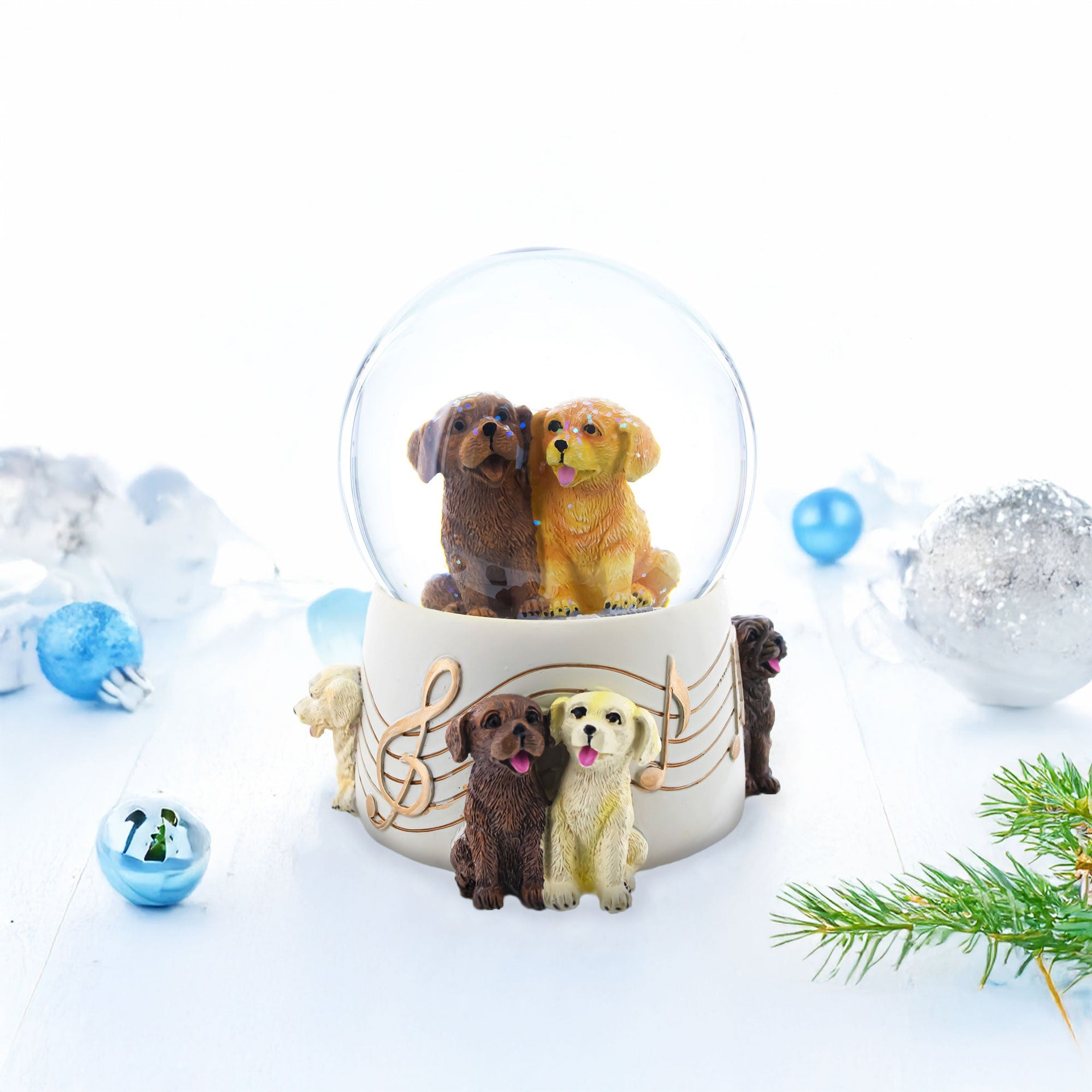 Dogs Party Musical Water Snow Globe