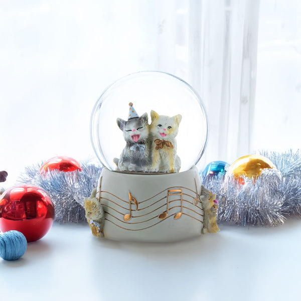 Cats Party Musical Water Snow Globe