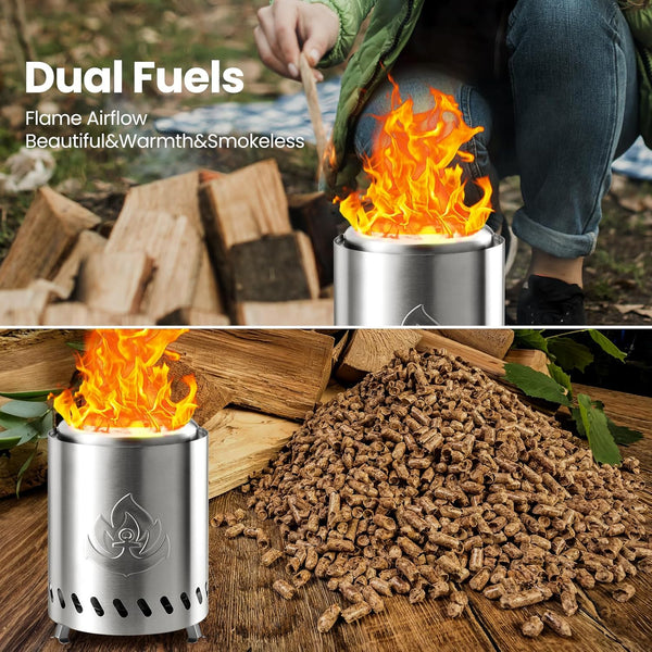 Portable Outdoor Fire Pit with Stand, Low Smoke Burning Tabletop Fire Pit Fuel