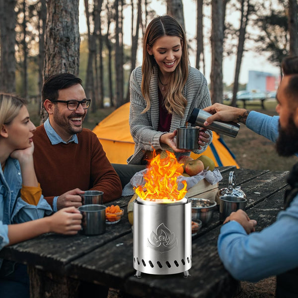 Portable Outdoor Fire Pit with Stand, Low Smoke Burning Tabletop Fire Pit Fuel