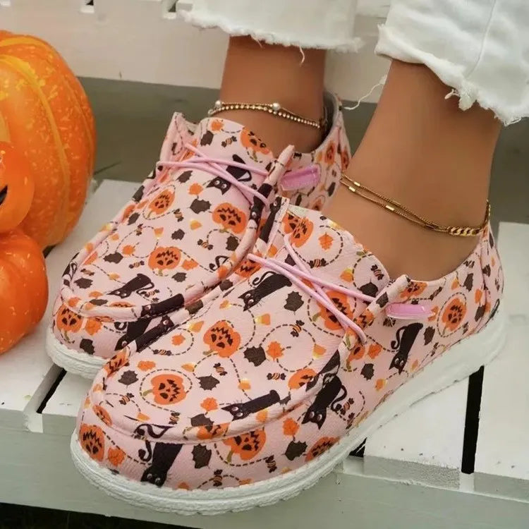 Printed Round Toe Flat Slip-Ons