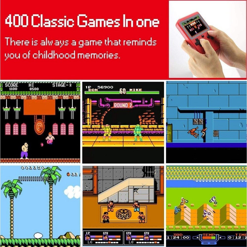 Handheld Game Console with 400 Built-In Games & Controller - 5 Colors