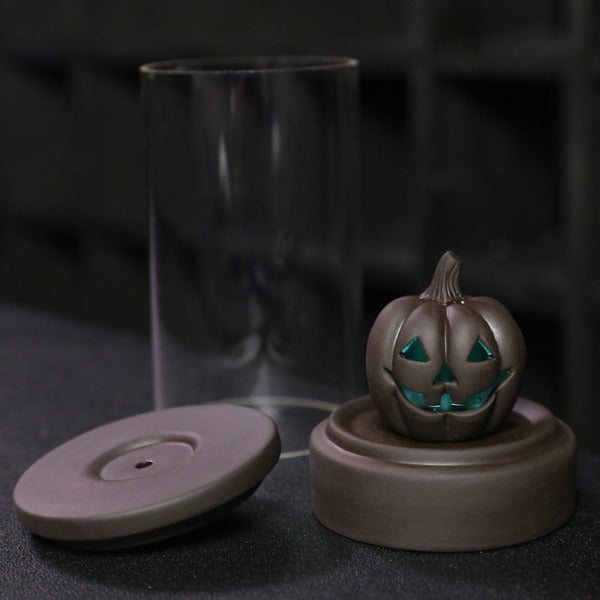 Halloween Pumpkin Color Changing Windproof Backflow Incense Burner With LED Light