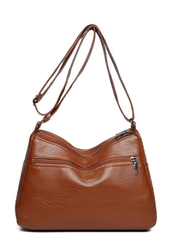PU Leather Multi Pockets Shoulder Bag