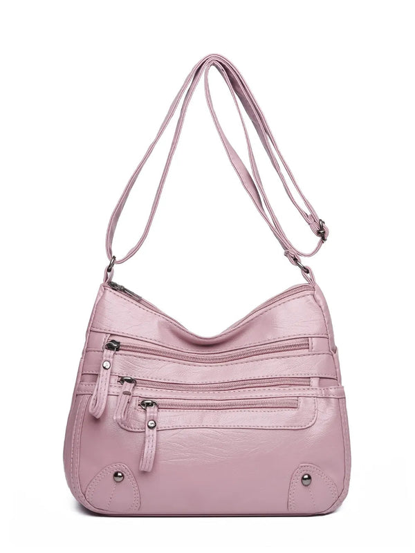 PU Leather Multi Pockets Shoulder Bag