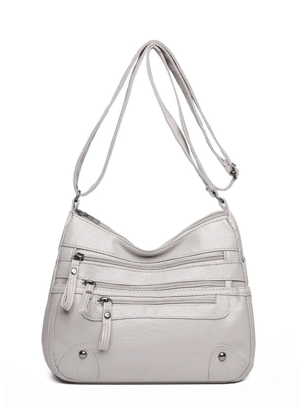 PU Leather Multi Pockets Shoulder Bag