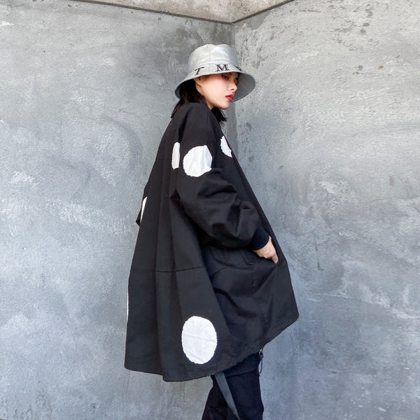 Retro long sleeved stand up collar trench coat for women loose and fashionable stylish zipper cardigan