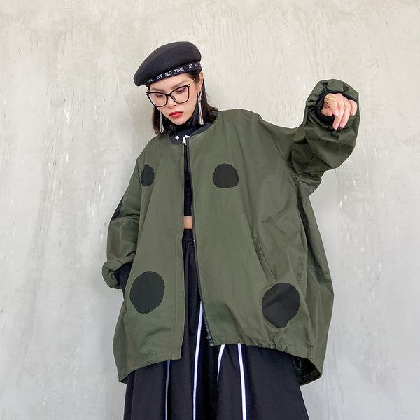 Retro long sleeved stand up collar trench coat for women loose and fashionable stylish zipper cardigan