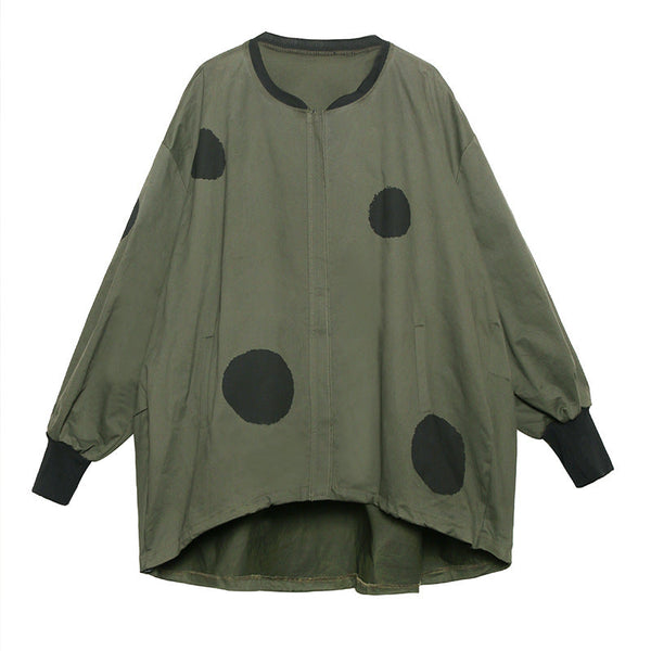 Retro long sleeved stand up collar trench coat for women loose and fashionable stylish zipper cardigan