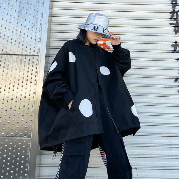 Retro long sleeved stand up collar trench coat for women loose and fashionable stylish zipper cardigan