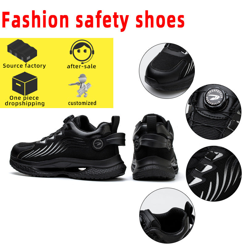 Safety shoes anti smashing anti piercing anti slip wear-resistant steel toe shoes lazy no tie safety shoes