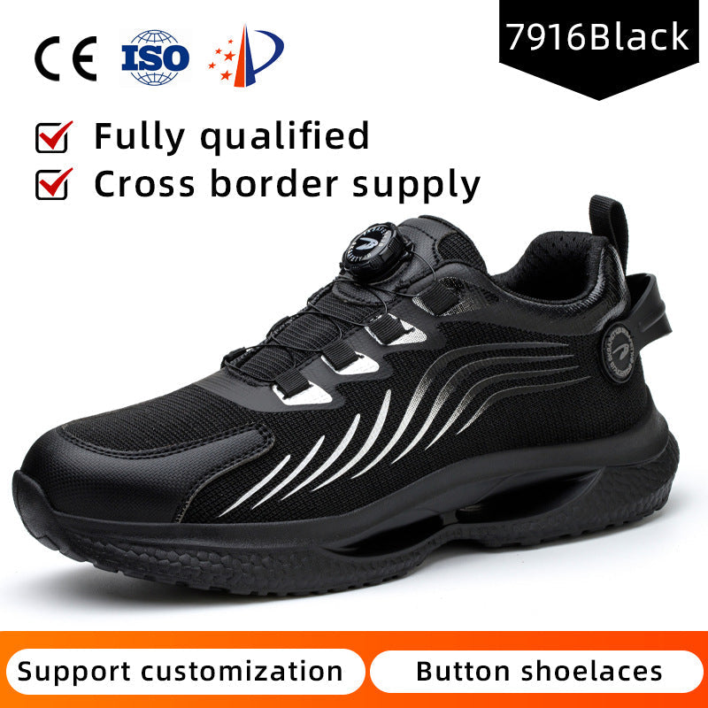Safety shoes anti smashing anti piercing anti slip wear-resistant steel toe shoes lazy no tie safety shoes