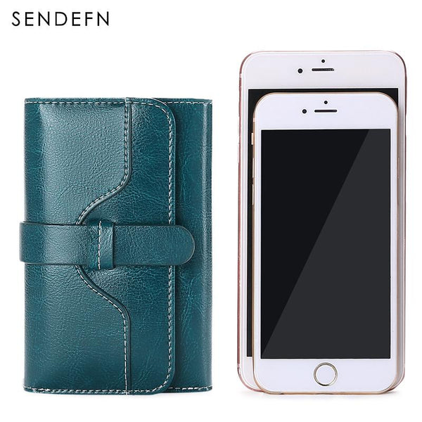 Sendefn  Wallet-female Short Women's Hasp Women Purse Split Leather With Coin Pocket Mini