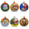 Set of 6 Santa with Gifts, Snowman, Nutcracker Glass Christmas Ornaments