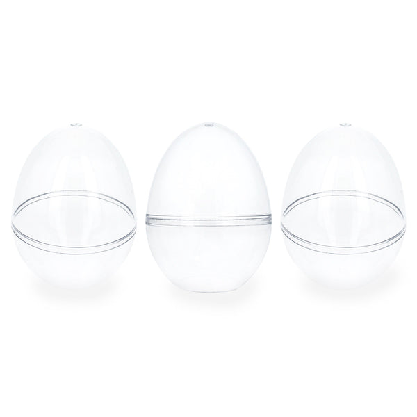 Set of 3 Clear Plastic Standing Egg Ornaments 3.58 Inches (91 mm)