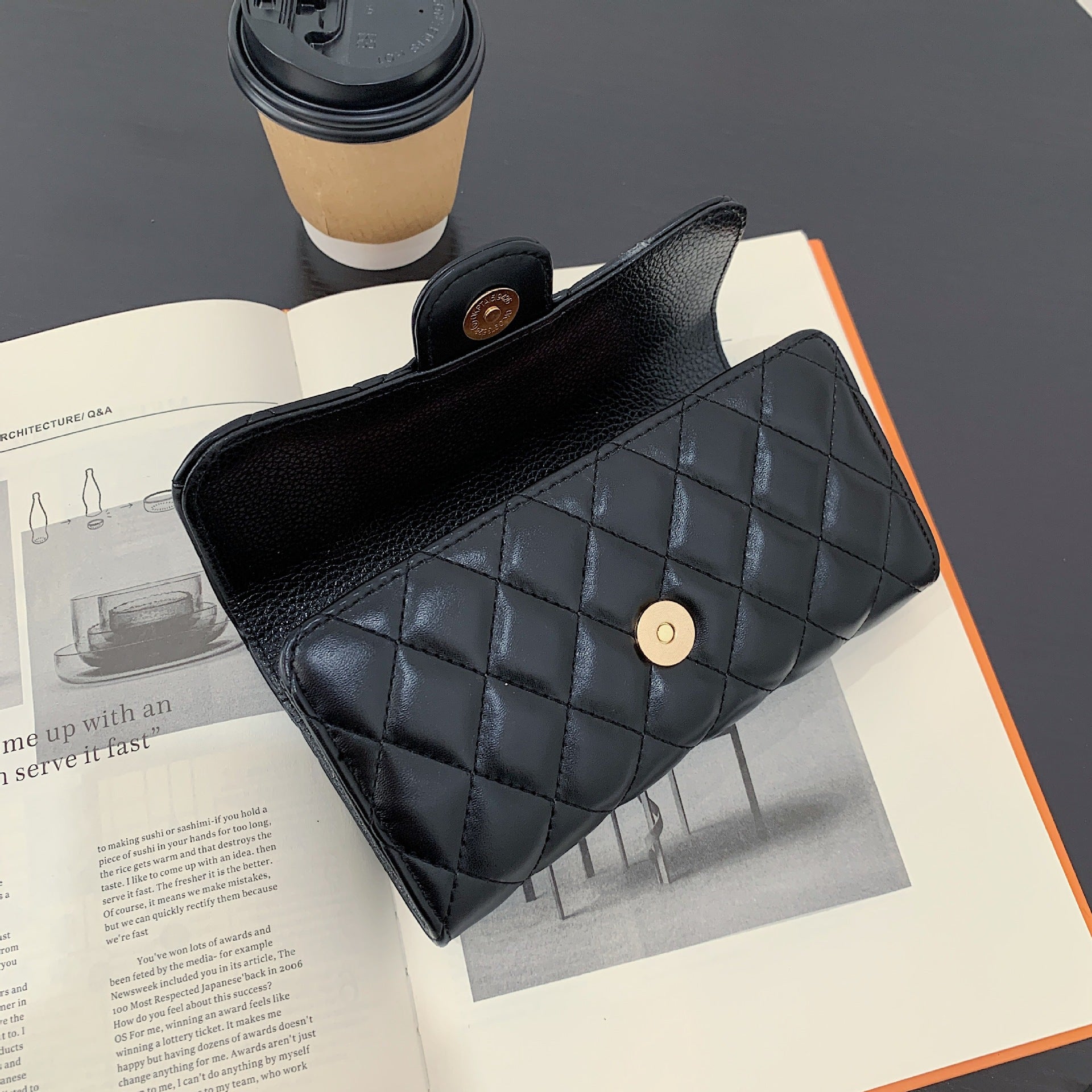 Small Fragrance Folding Wallet Women's Short Wallet Coin Purse Simple Diamond Embroidery Thread Large Capacity Long Wallet Card Holder