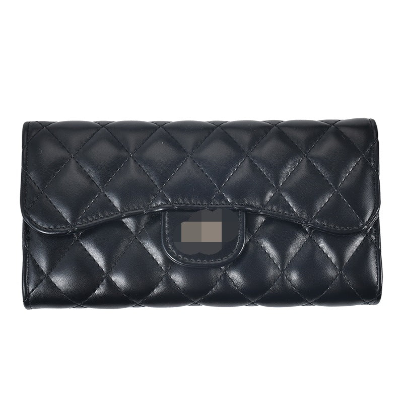 Small Fragrance Folding Wallet Women's Short Wallet Coin Purse Simple Diamond Embroidery Thread Large Capacity Long Wallet Card Holder