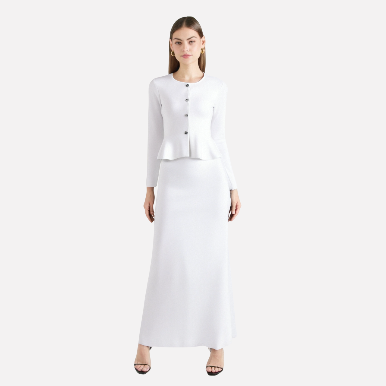 Solid color casual slim fit suit jacket mini skirt