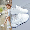Spring and summer new women's shoes with soft soles, durable and lightweight, white shoes, fashionable and trendy, fly woven mesh running shoes, casual shoes