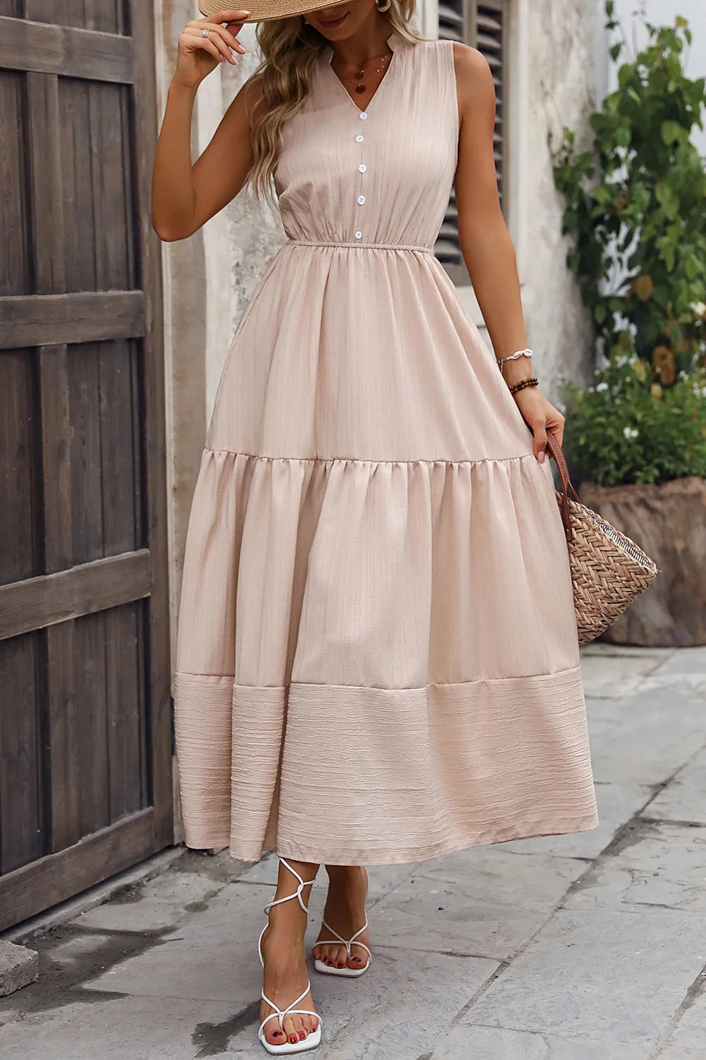 Summer new women's solid color temperament slim fit dress